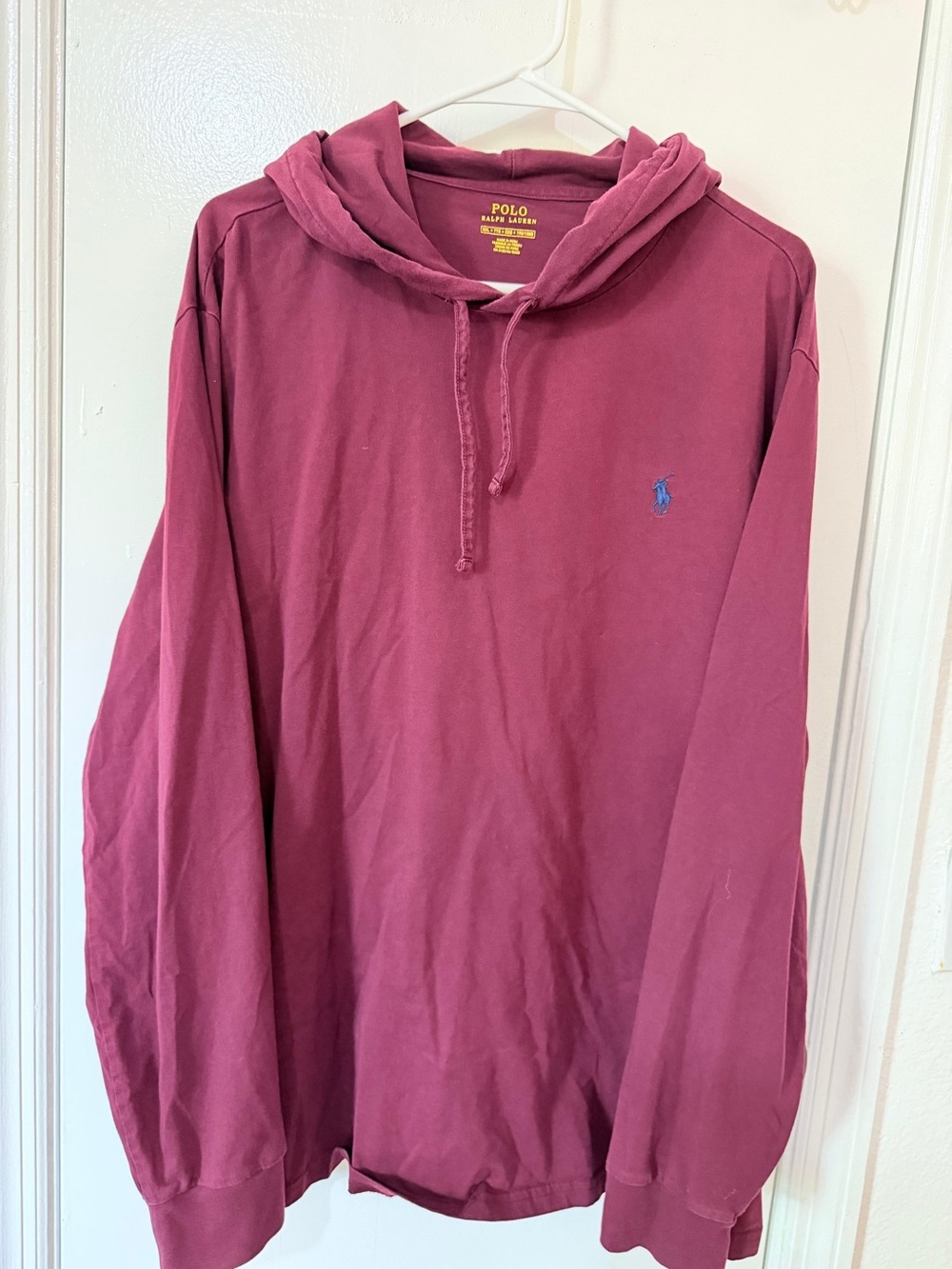 Polo by Ralph Lauren Men's Raspberry Pullover Hoodie with Blue Pony